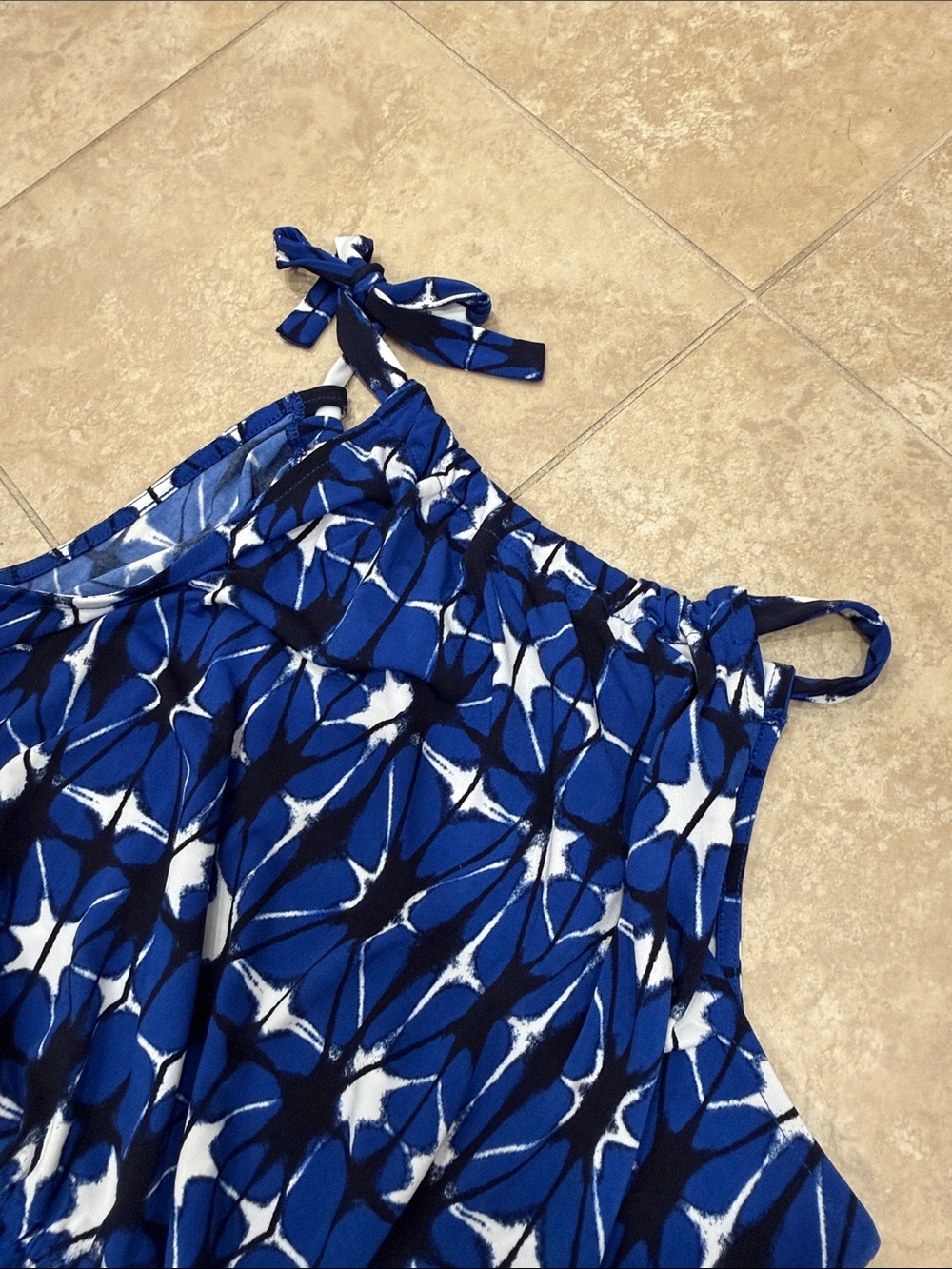 Banana Republic Blue and White Patterned Dress, Size L - Picture 3 of 3